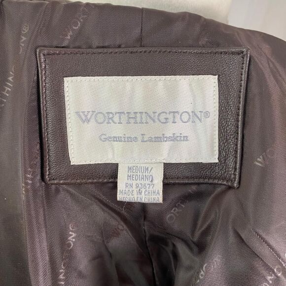Worthington Vintage 90s Dark Brown Soft Lambskin Leather Blazer Jacket M - Picture 7 of 8